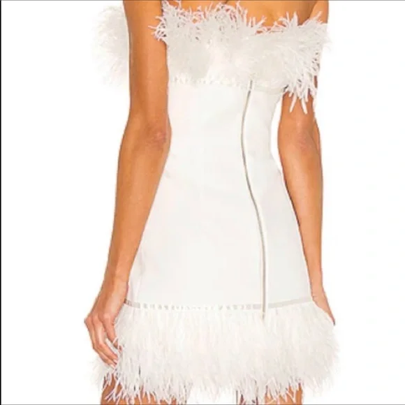 Bronx & Banco Women's Lola Blanc Feather Dress White US sz 8